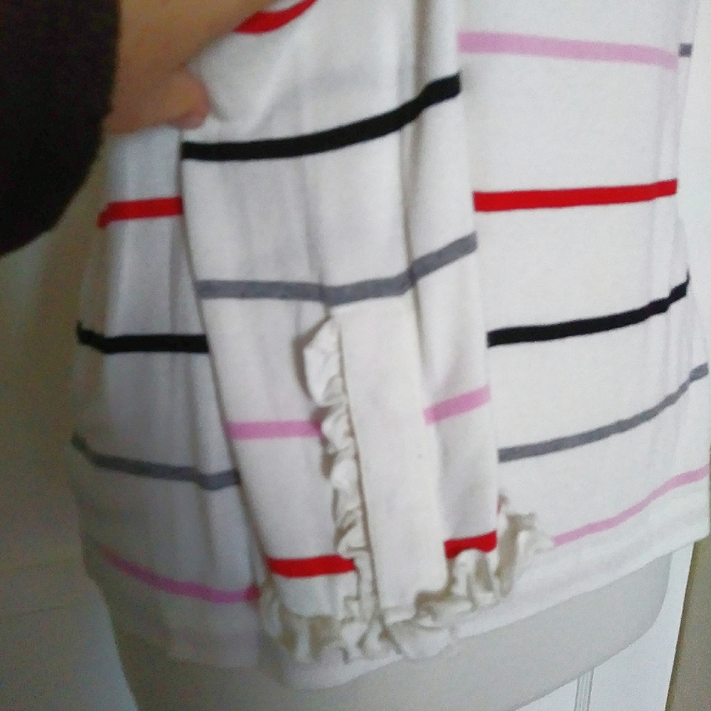 Ann Taylor Striped Ruffle cuff Top - Picture 4 of 8